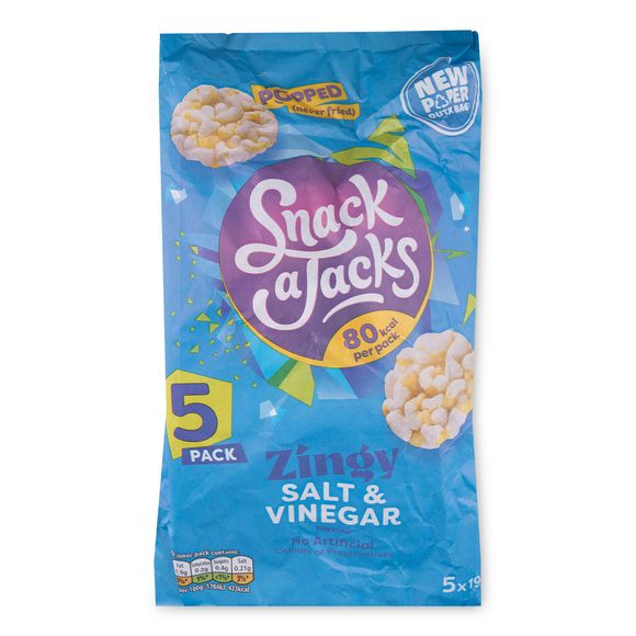 Snack A Jacks Salt & Vinegar Multipack Rice Cakes Crisps 5 X 19g